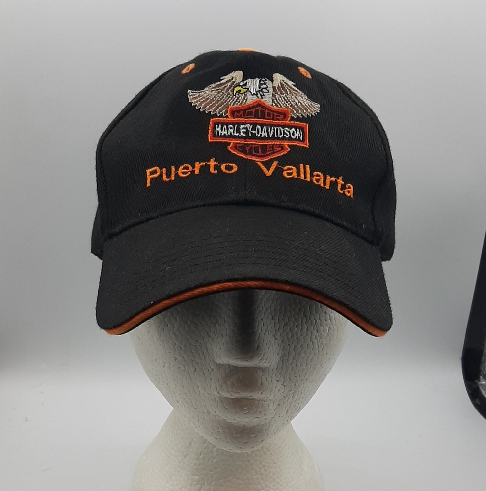 Harley Davidson Logo HAT Motorcycles Black BASEBALL CAP Puerto Vallarta Unisex